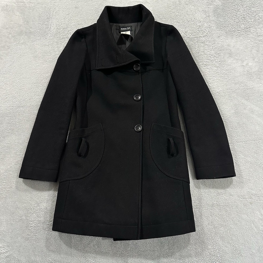 Patrizia Pepe Italy Wool Coat Women 44 Black Dark Academia Firenze Luxury